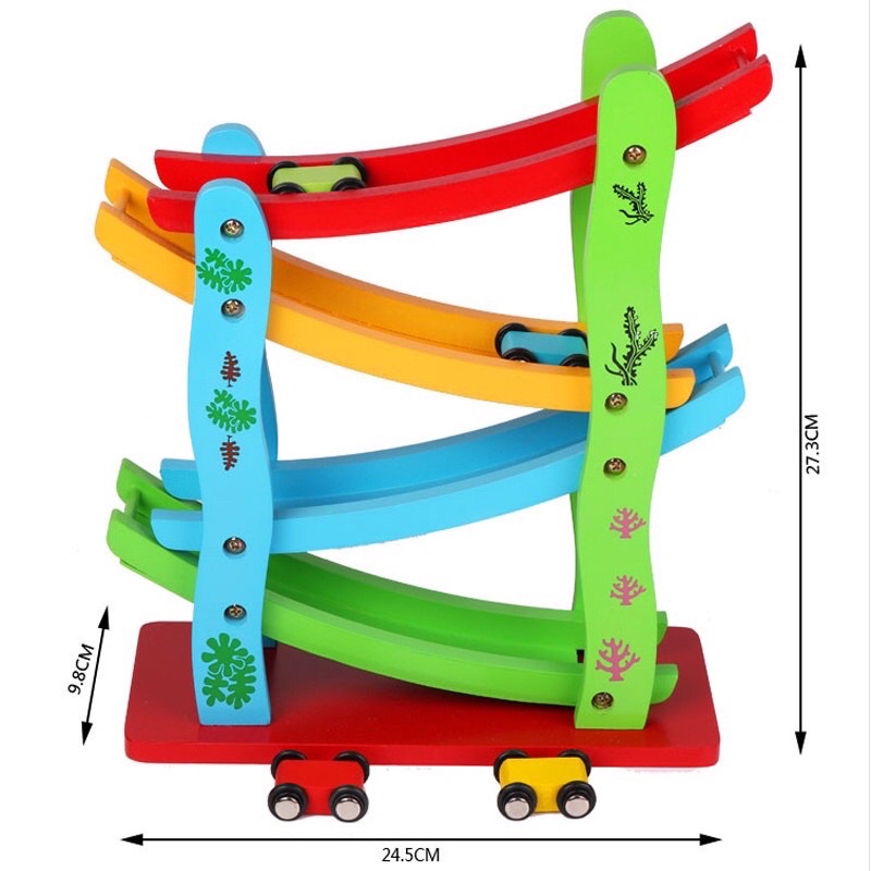 Đồ chơi gỗ cầu trượt ô tô 4 tầng cho bé yêu