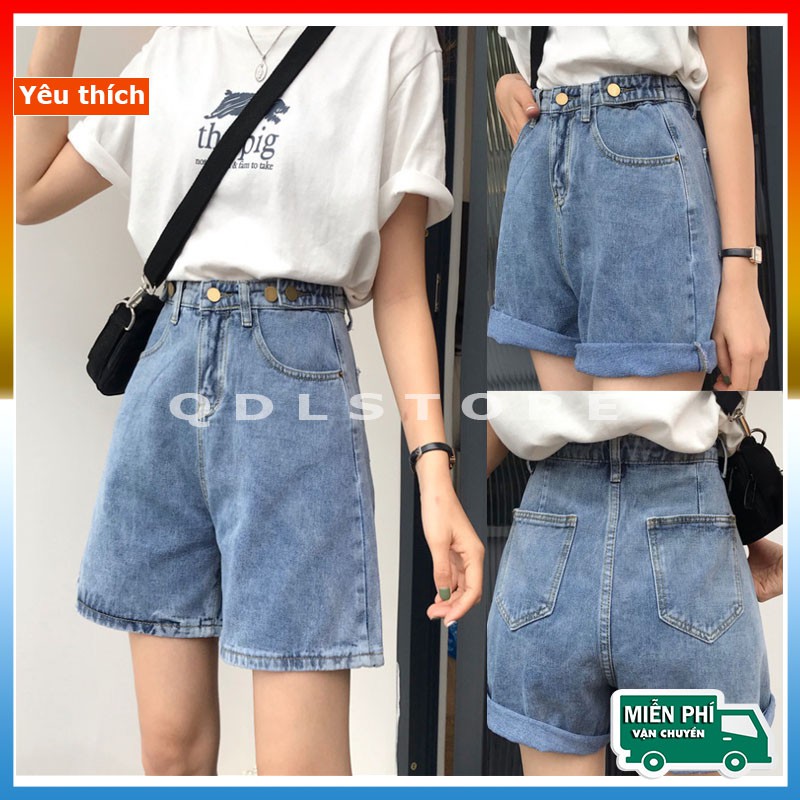Quần Short Jeans Nữ Ống Xuông🍓FREESHIP🍓 Quần Ngố Lửng Dáng Rộng Vải Bò Trơn
