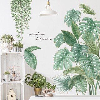 decal dán tường Hàn quốc mẫu cành cọ kết hợp lá cây mẫu 03