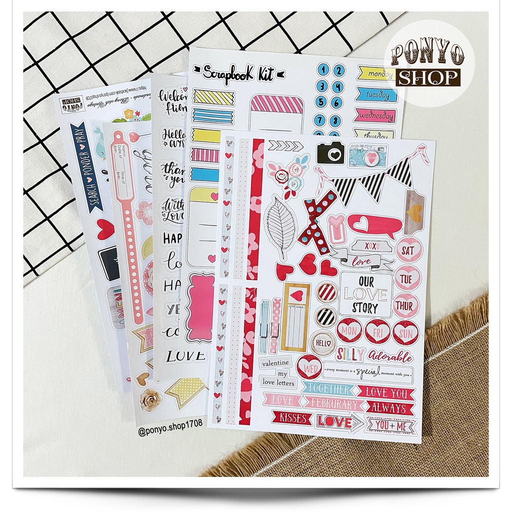 🐽 Sticker keo A4 trang trí sổ Scrapbook/ sổ Planner (Nhiều mẫu)