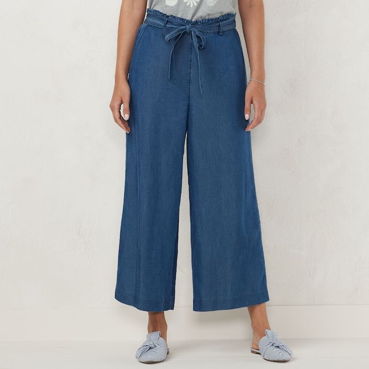 Quần ống rộng denim xuất khẩu có big size