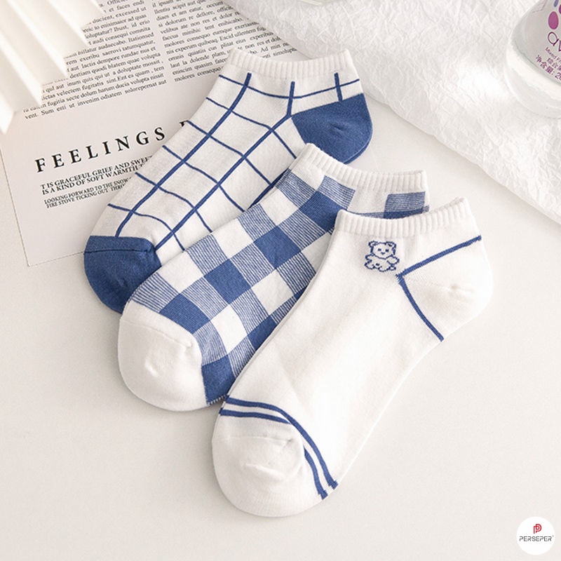Tât cổ ngắn chất liệu cotton chống hôi chân, set 5 đôi tất vớ nữ phong cách trẻ trung - Cherry Shop