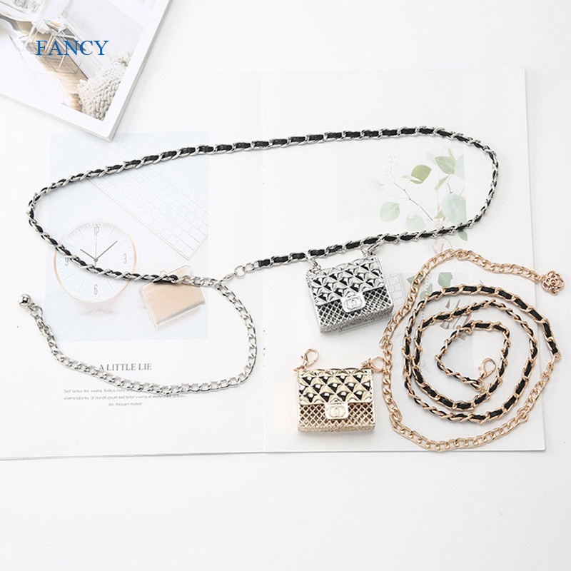 Fancy Túi Đeo Chéo Mini Thương Hiệu Mini Hình Hộp Vàng Có Dây Ngọc Trai Cho Nữ