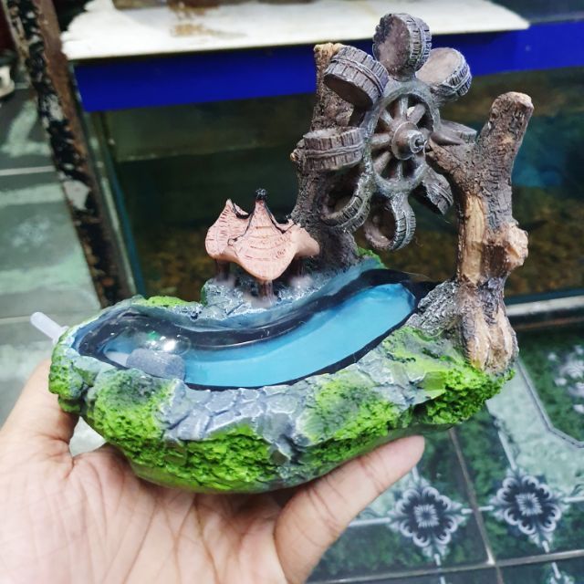 CẢNH NÚI BÁNH QUAY TRANG TRÍ HỒ CÁ NON BỘ 12x9x12cm