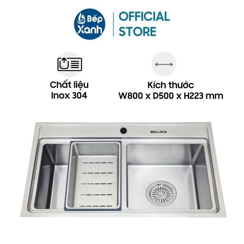 [FREESHIP HCM] Chậu Rửa Chén Malloca MS 8812 - Chất Liệu Inox 304