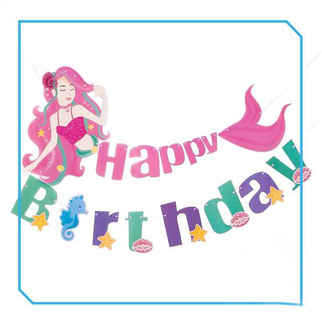 Ready Stock Mermaid Happy Birthday Banner / Bunting  / Under The Sea