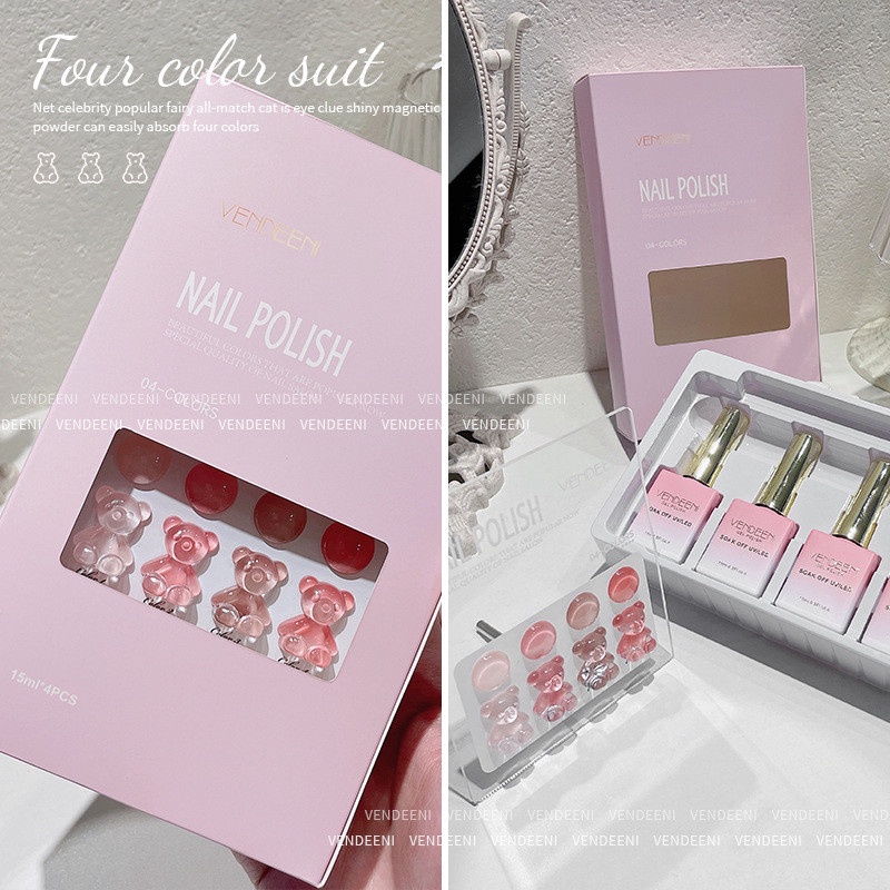 Set sơn gel VENDEENI - Set 4 chai 15ml tặng kèm bảng màu