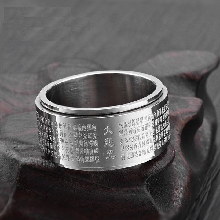 Nhẫn Nam Khắc Chú Đại Bi Titan Không Đen TT 1290