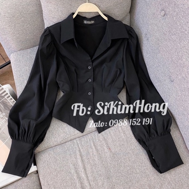 Áo sơ mi croptop tay phồng sang trọng M52( Ảnh shop chụp thật 100%) | BigBuy360 - bigbuy360.vn