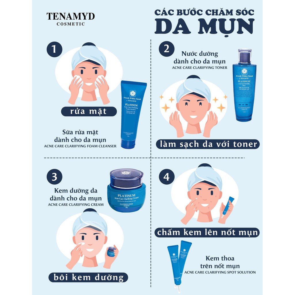 Kem dưỡng dành cho da mụn Tenamyd Platinum Acne Care Clarifying Cream 60g