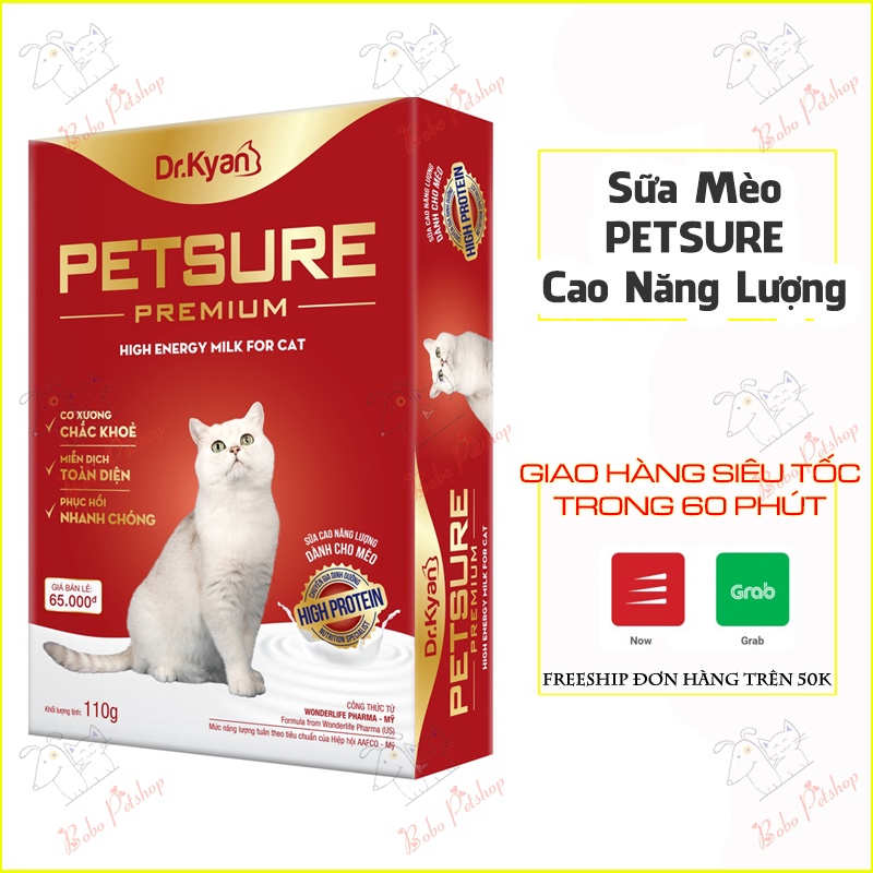 Sữa Cao Năng Lượng Mèo PETSURE 110g Dr.Kyan Dành Cho Mèo Đang Lớn Hoặc Loãng Xương