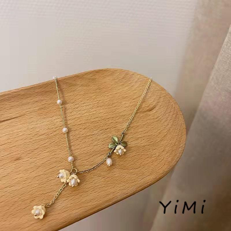 Vòng Cổ Chuỗi Hạt Ngọc Trai Hình Hoa Lan Phong Cách Cổ Điển Thời Trang Mùa Hè Cho Nữ