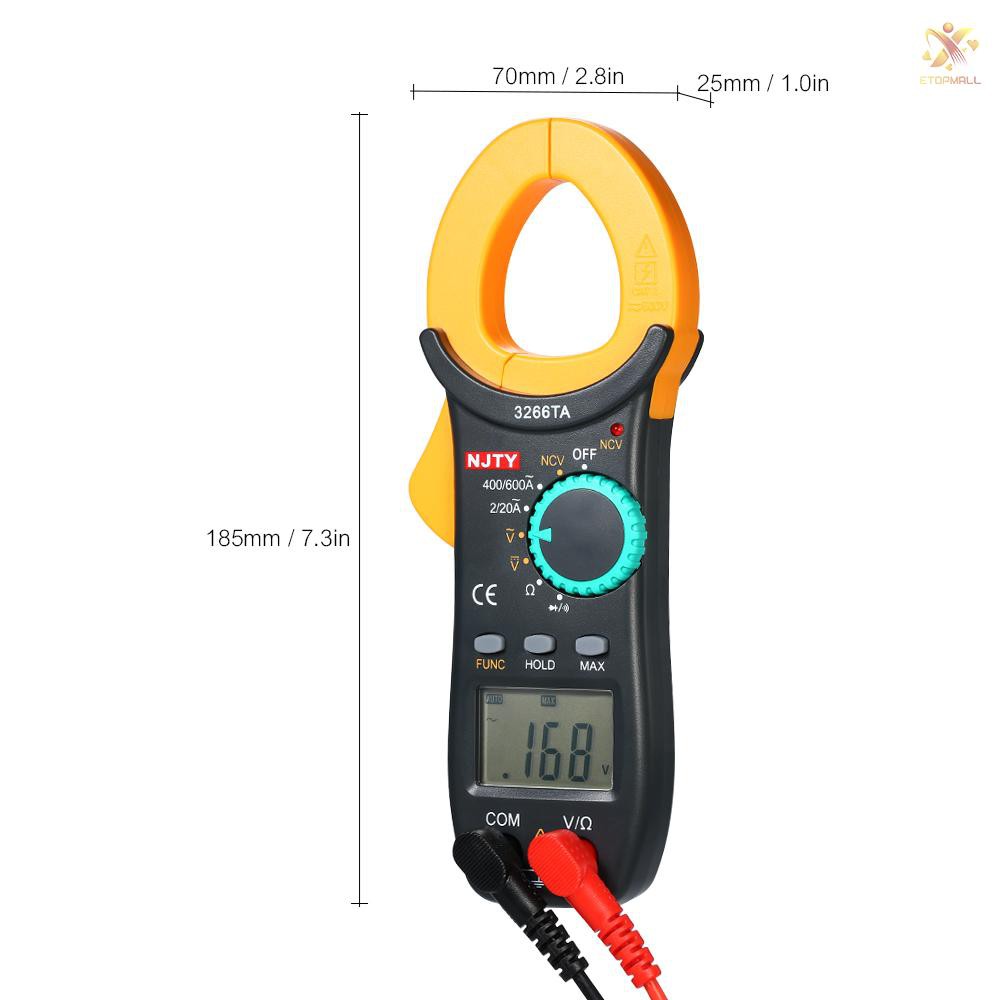 E&amp;T NJTY Digital Clamp Meter 2000 Counts Auto Range Multimeter with NCV Test AC/DC Voltage AC Curren