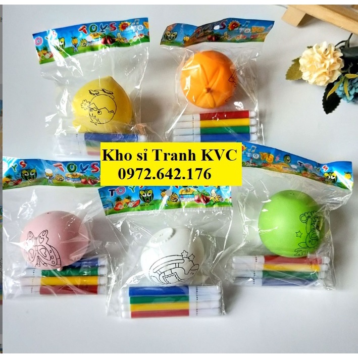 Trứng tô màu tặng kèm bút dạ