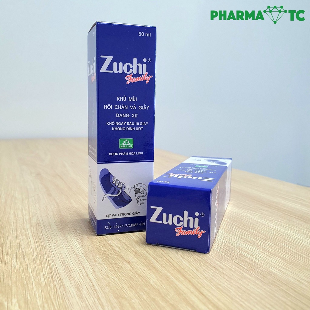 Zuchi Family, Dược phẩm Hoa Linh, xịt giày dép khử mùi hôi chân hôi giày, xịt thơm 50ml - PharmaOTC