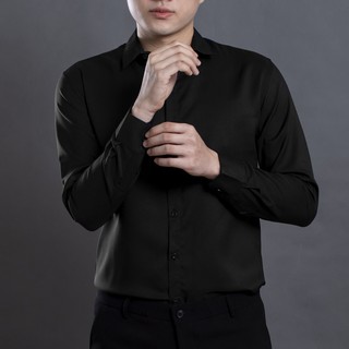 Áo sơ mi trơn tay dài big size LADOS - 4523 form body chất lụa mềm mại