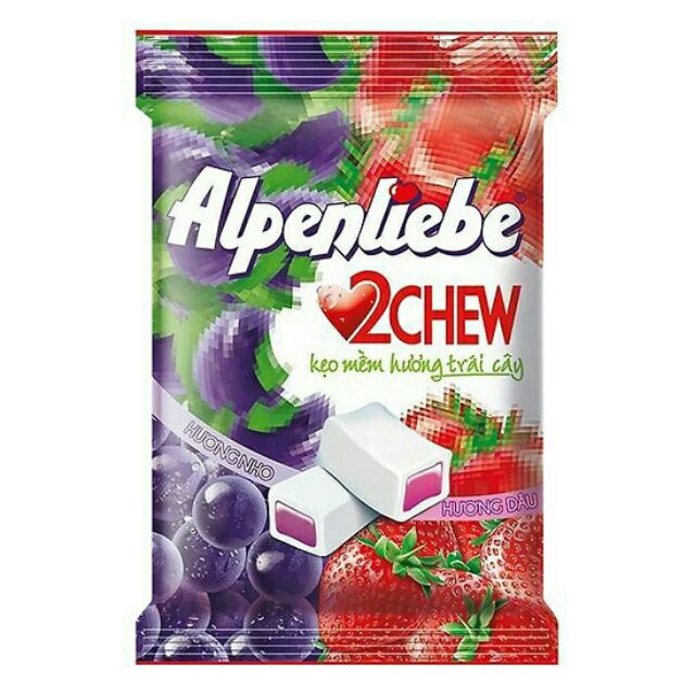 Kẹo mềm Alpenliebe 2Chew hương hỗn hợp Dâu & Nho