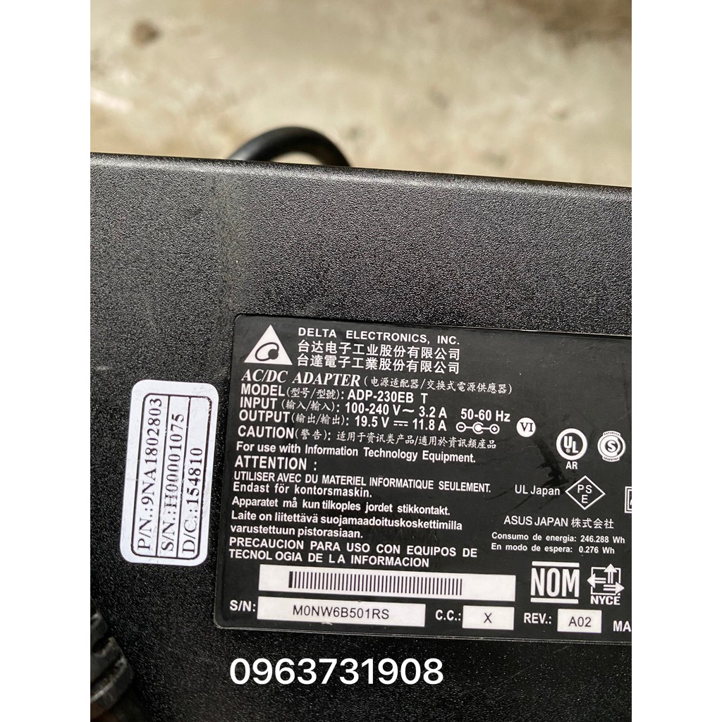Sạc laptop msi 19.5v 11.8A ge62mvr 7rg