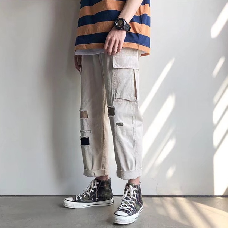 Quần ống rộng phong cách hip hop đường phố Hàn Quốc chất lượng cao có túi lớn và thoải mái cho nam size S-3XL