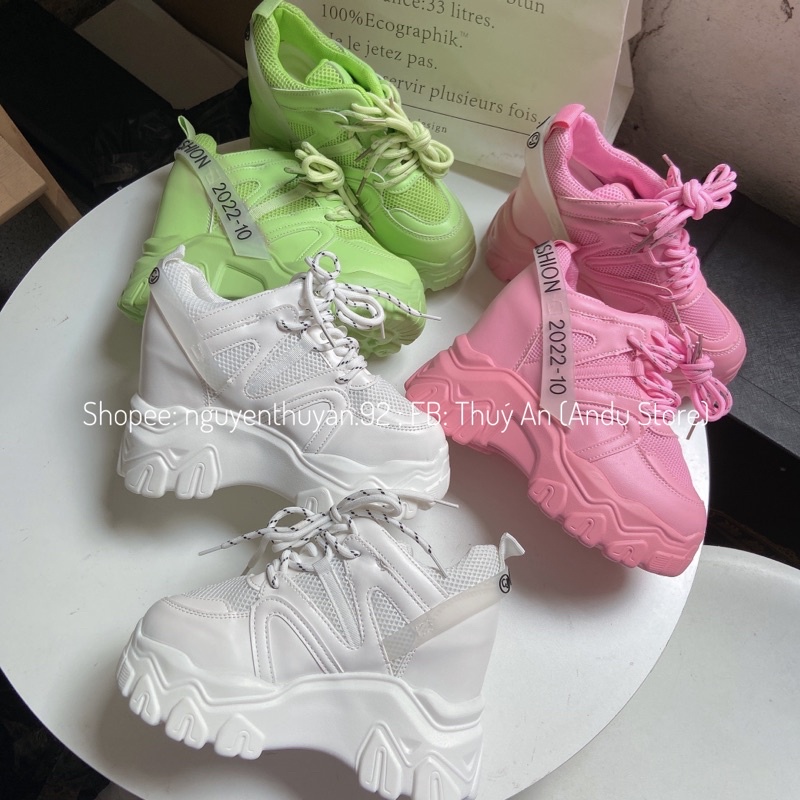 Giày thể thao độn đế 11cm nhiều màu⚡️ANDU STORE⚡️sẵn hồng 35, xanh 37, trắng 37