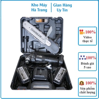 Máy mài pin hitachi 118v không chổi than, máy cắt cầm tay 2 pin - tặng 1 lam xích cưa cây