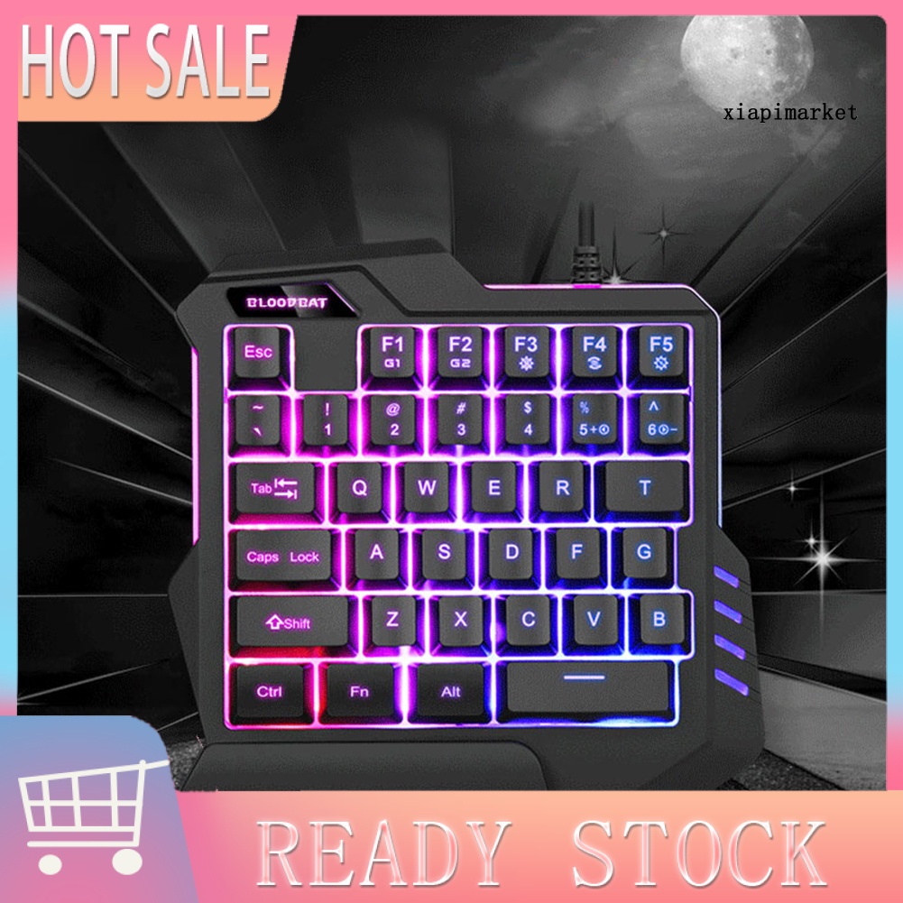 LOP_Wired Ergonomic Single Hand USB LED Backlit Mechanical Feel Gaming Keyboard