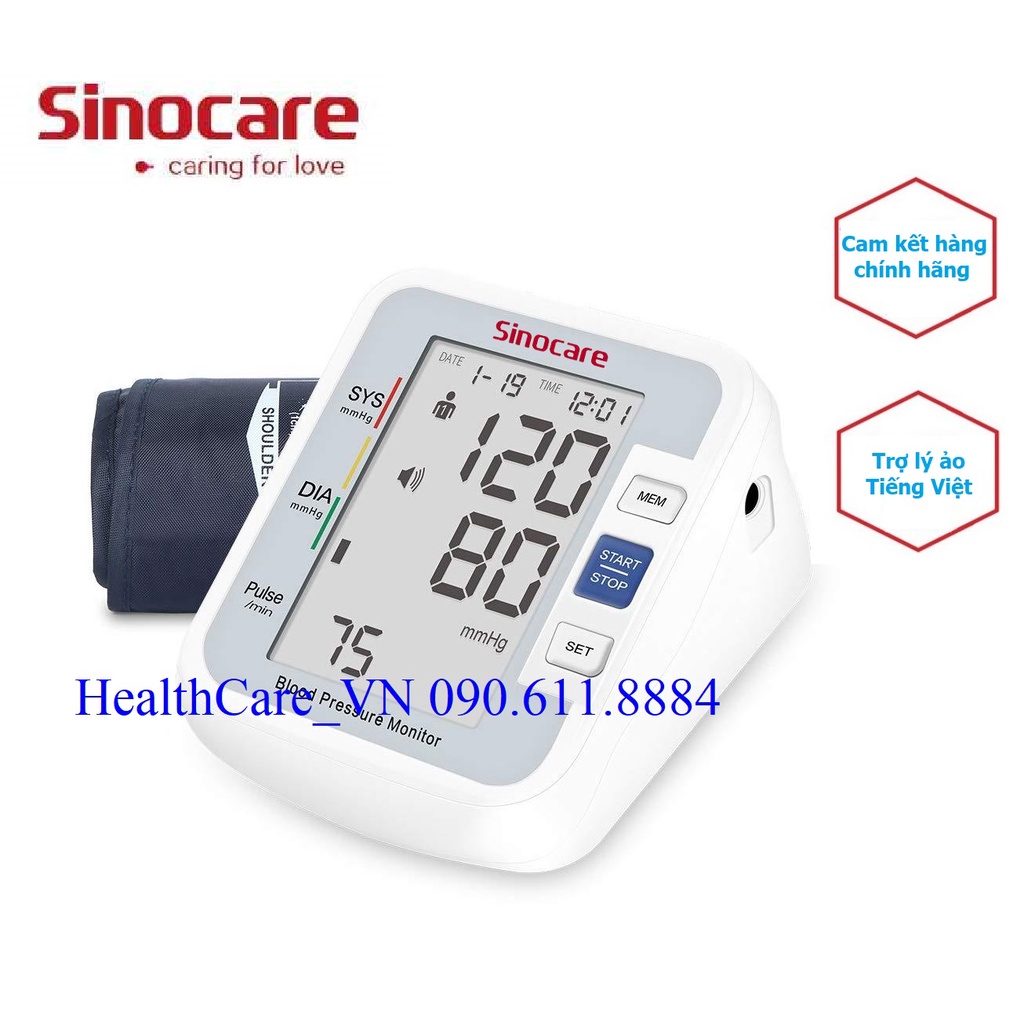 Máy đo huyết áp Sinocare BA-801 Chính Hãng ( Giọng nói Tiếng Việt)