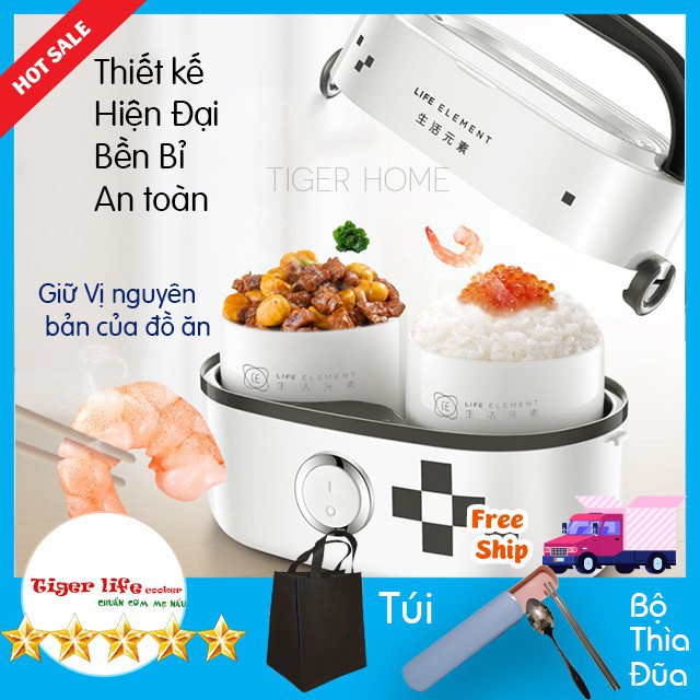 New Version Hộp Cơm Hâm Nóng Và Nấu Chất liệu sứ - Inox cao cấp Tặng Full Đồ Dùng Bảo Hành 12 tháng Lỗi 1 đổi 1