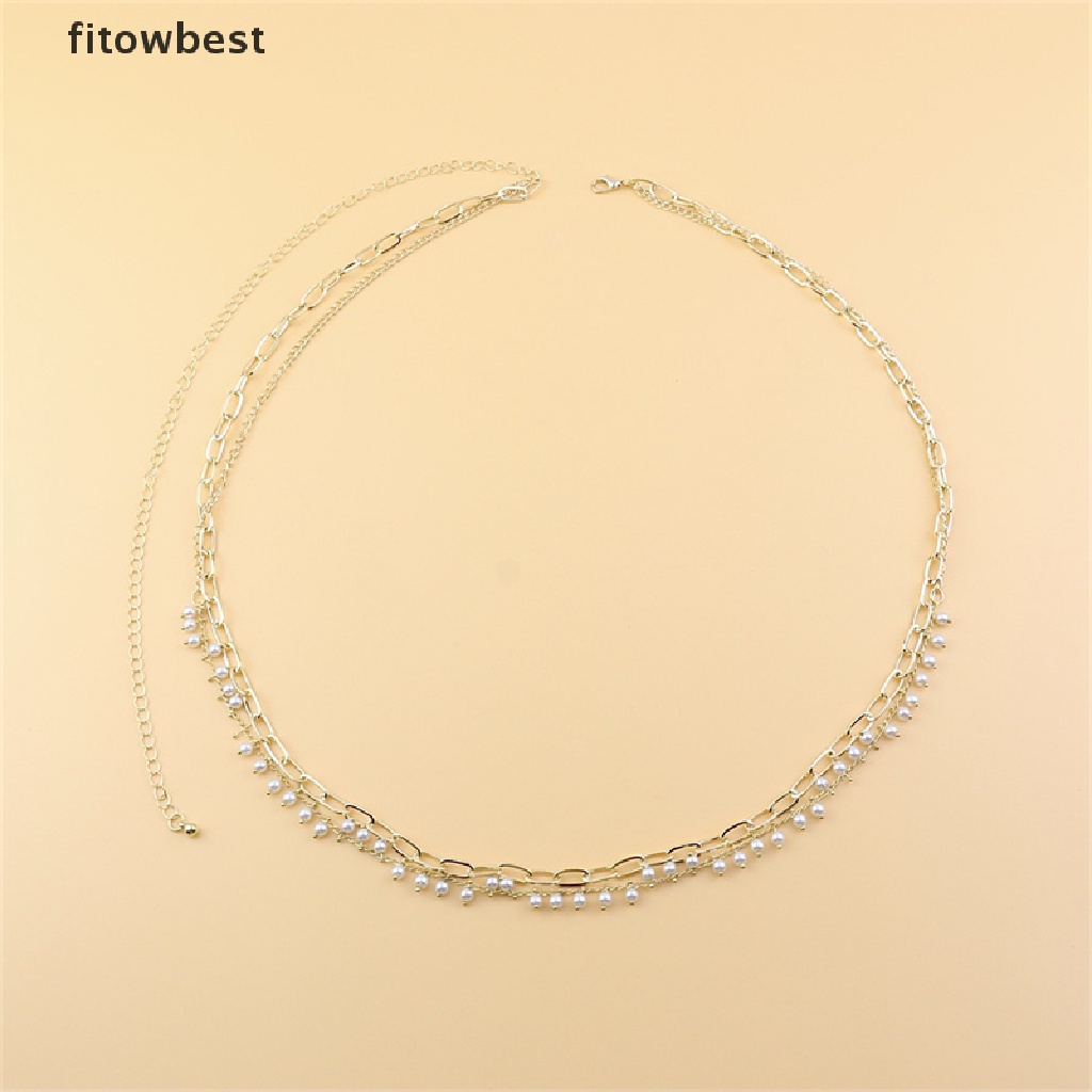 Dây Đeo Hông Nhiều Lớp Đính Ngọc Trai Phong Cách Hip Hop Quyến Rũ Cho Nữ