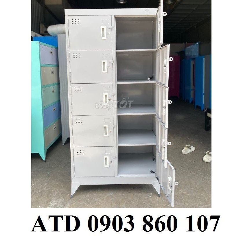 Tủ hồ sơ văn phòng cao cấp sơn tĩnh điện dày dặn - tủ locker sắt cao cấp 10 cửa y hình thực tế tphcm bình dương