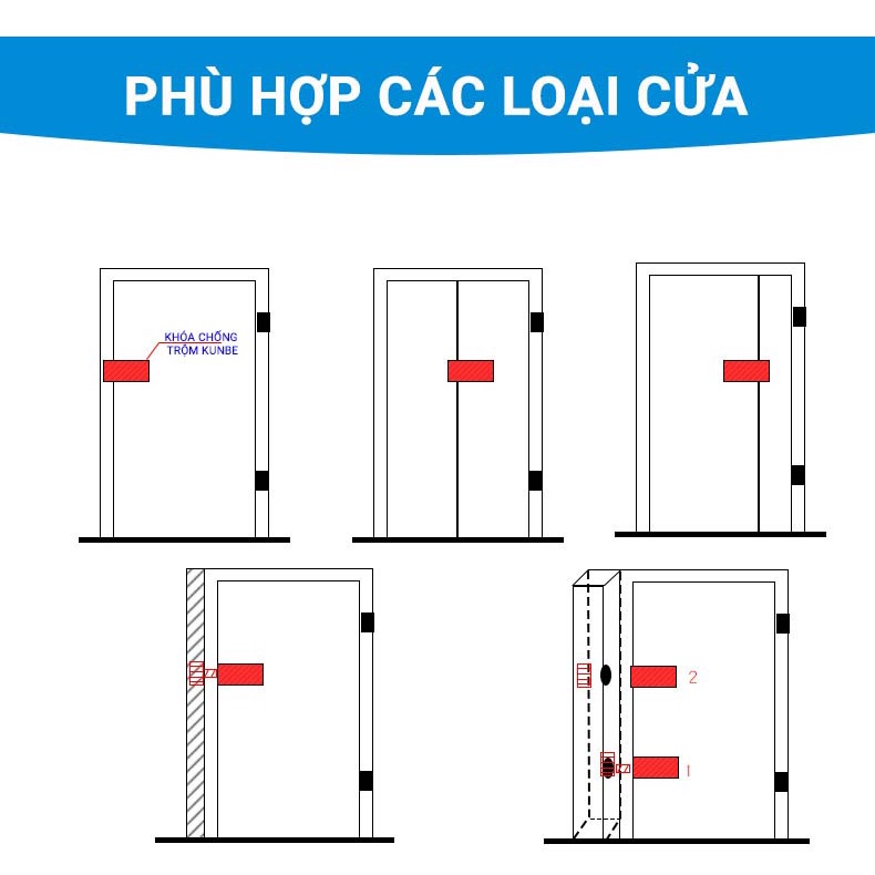 Chốt Cửa Chống Trộm KUNBE An Toàn Dạng Trượt Có Dây Xích Chắc Chắn Bảo Vệ Tốt Ngôi Nhà Của Bạn