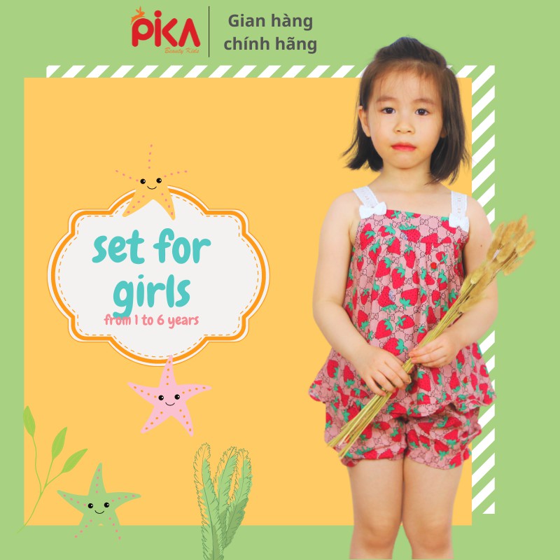 Bộ lanh bé gái -PIKA KIDS mát, mềm mịn cho bé 1-6 tuổi bộ quần áo trẻ em