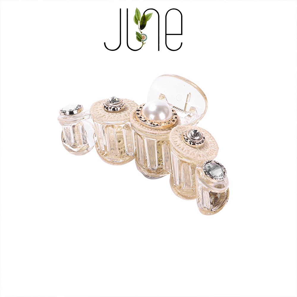 Kẹp tóc càng cua đính ngọc trai nhân tạo phong cách vintage  thời trang Hàn Quốc, June Accessories