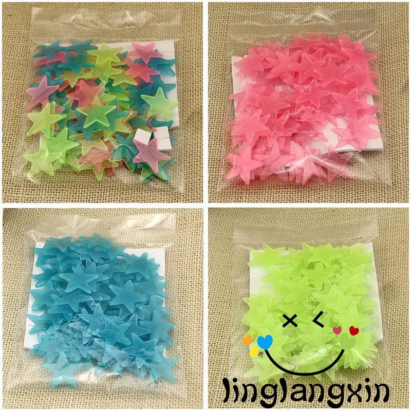 Set 100 nhãn dán tường hình ngôi sao 3D kích thước 3cm trang trí tiện dụng