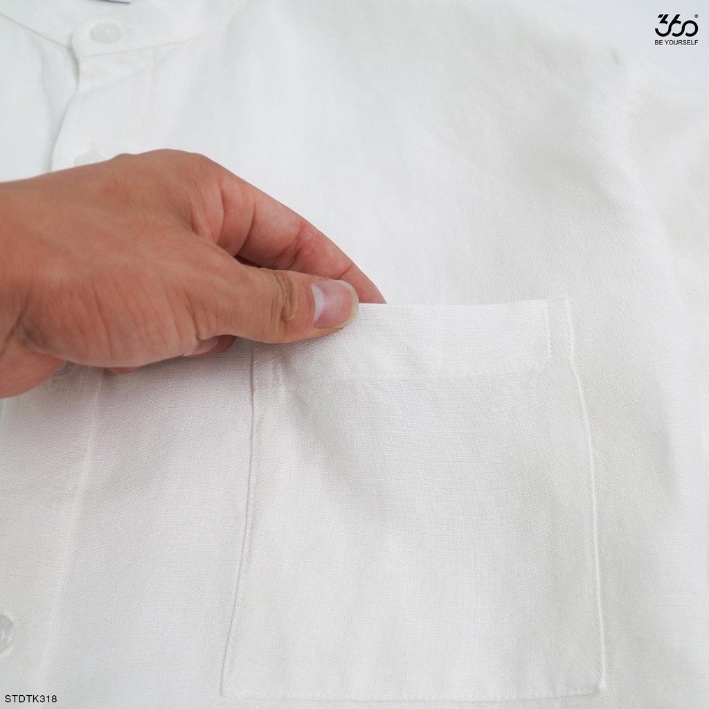 Áo sơ mi dài tay cổ tàu thương hiệu 360 Boutique chất liệu linen -STDTK318