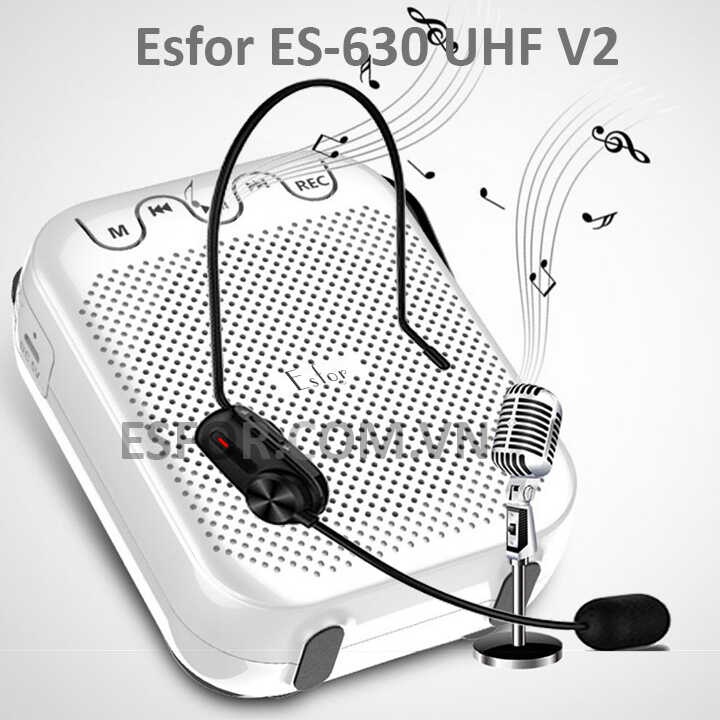 ESFOR ES-630 UHF V2 Máy trợ giảng Hàn Quốc Micro không dây 3 cách dùng, Loa Bluetooth 2.4GHz 5.0 thumbnail