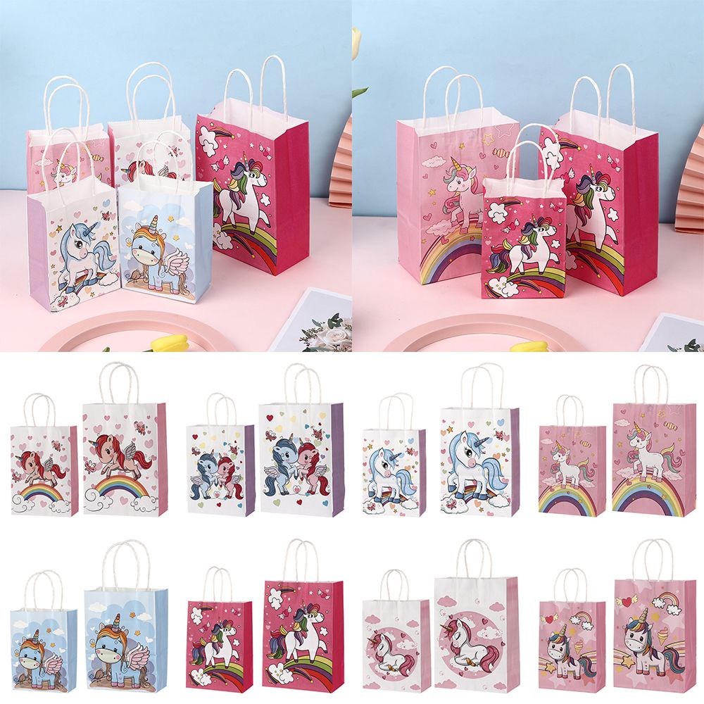 Set 6 Túi Giấy Đựng Bánh Kẹo Hình Kỳ Lân Dễ Thương Đa Năng