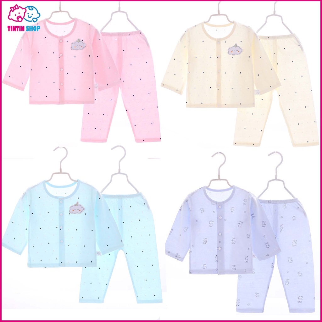 Bộ quần áo dài tay mặc hè thu nằm điều hòa máy lạnh cho bé trai bé gái TTS223