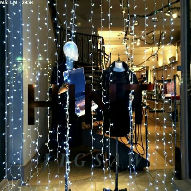 Dây đèn LED thả mành rèm trang trí nháy 3x2m 3x3m, nhiều chế độ nháy sáng