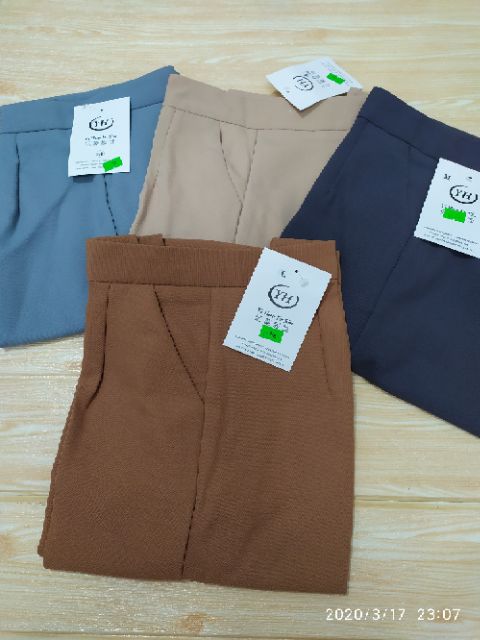 Quần baggy cúc bọc mã 166,quần tây baggy nữ cúc bọc vải