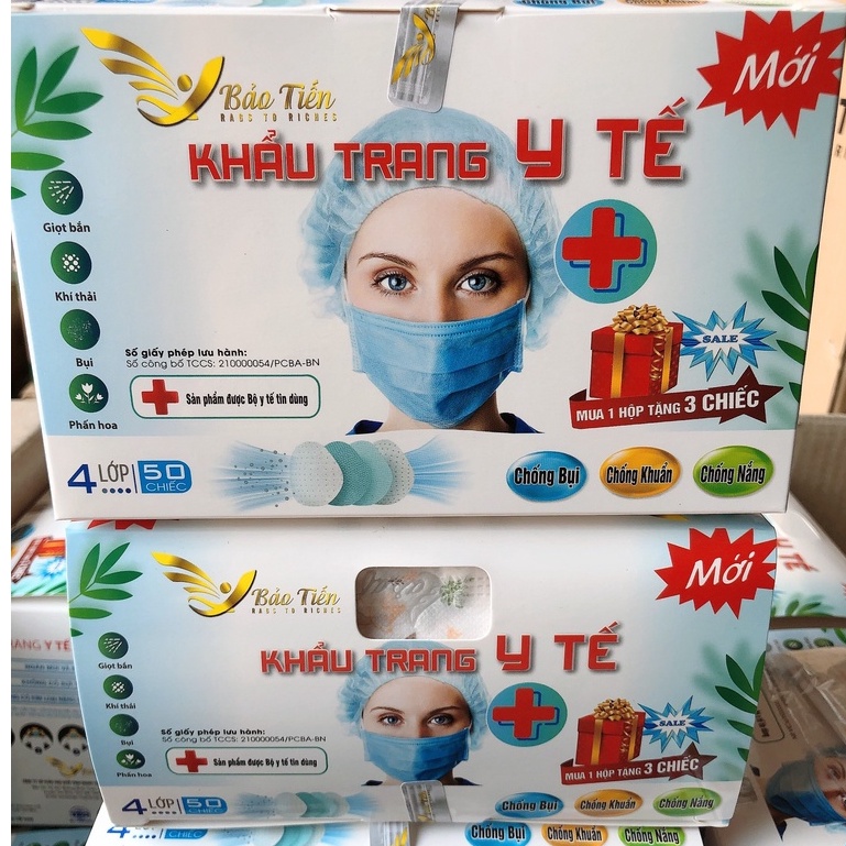 Khẩu Trang 4 Lớp Y Tế Bảo Tiến Hộp 50c