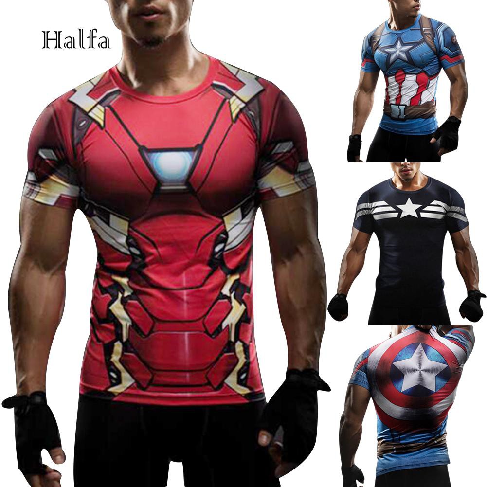 Áo thun tay ngắn in hình The Avengers Iron Man thời trang cho nam