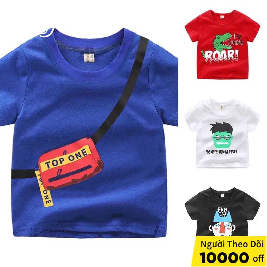 Áo thun SOFFNY vải cotton tay ngắn in họa tiết hoạt hình dễ thương thời trang mùa hè dành cho bé