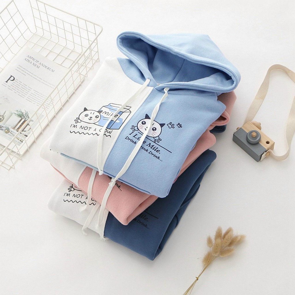 {FREE SHIP} Áo hoodie hình mèo mikelike, chất nỉ cao cấp siêu dễ thương, có 1 size sản phẩm của LASTORE