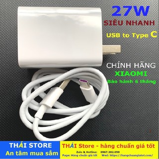 Bộ sạc Siêu nhanh XIAOMI Chính hãng, công suất 27W - MDY-11-EH, Quick Charge 3.0, cáp chân USB to Type C (mã SA25)