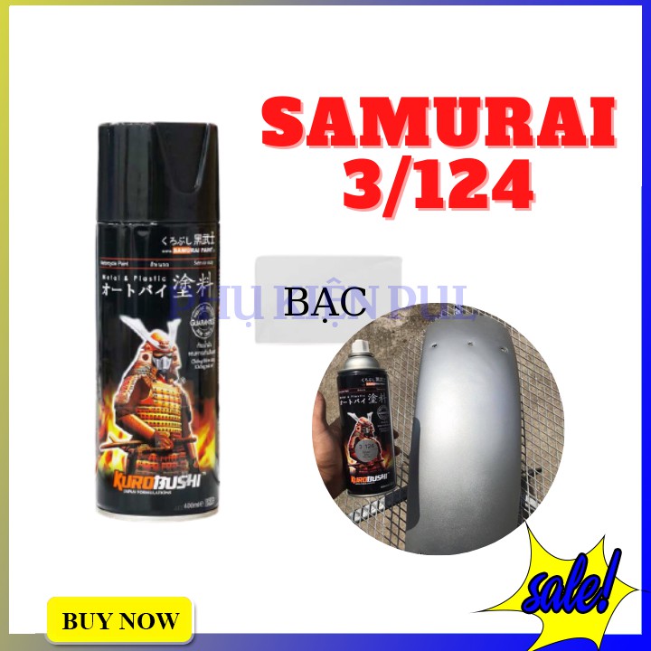 Sơn xịt xe máy màu bạc chính hãng Samurai 3/124