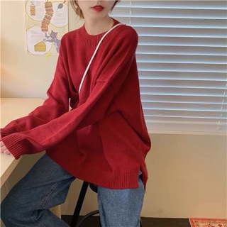 Áo len trơn xẻ tà dáng oversize