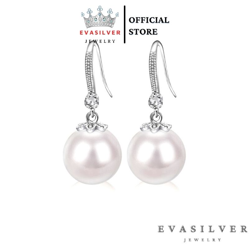 khuyên tai bạc nữ đính hạt trai, chất liệu bạc ta không rỉ