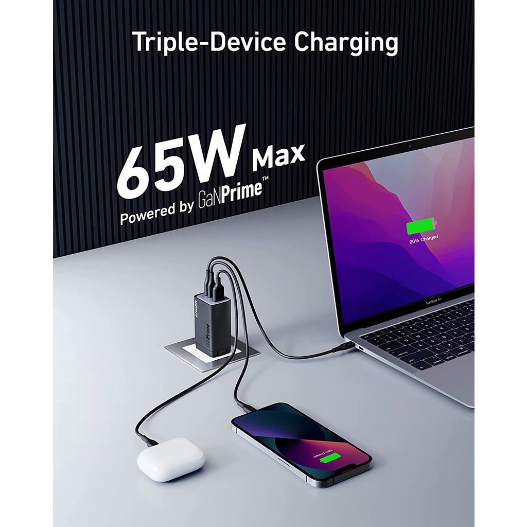 [MỚI RA MẮT] Củ sạc nhanh Anker 735 GaNPrime 65W A2668 2C 1A - Bảo hành 12 tháng