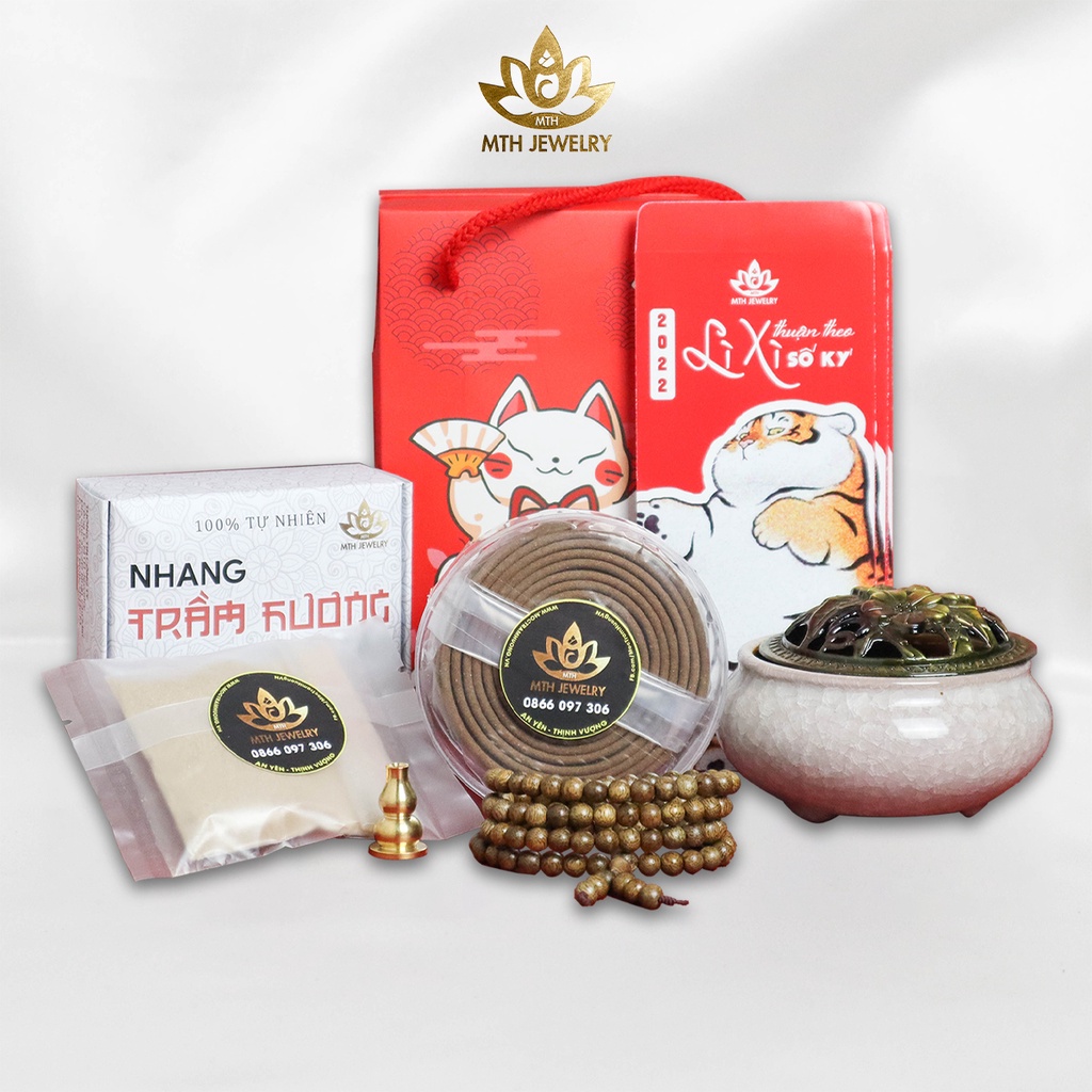 Hộp Quà Tết, Hộp Combo Vòng Trầm Set Tết Trọn Vẹn/ Tết Sum Vầy - Quà Tặng Doanh Nghiệp , Người Thân Tết - MTH JEWELRY